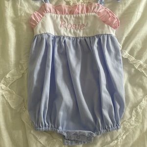 3 and 6 month monogrammed bubbles and sets